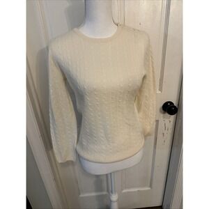 J.CREW COLLECTION ITALIAN CASHMERE MINI-CABLE KNIT SWEATER SIZE XS IVORY
